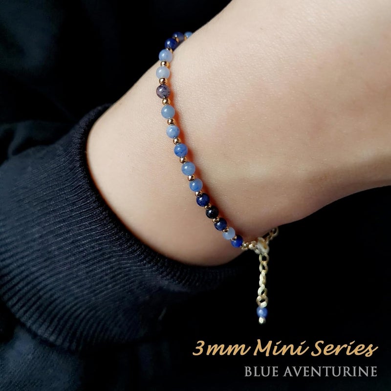 Morchic 3mm Tiny Beads Natural Gemstone Bracelet for Women, Adjustable 7.1" Energy Gem Charm Jewelry, Dainty Handmade Birthday Gift - Image 4